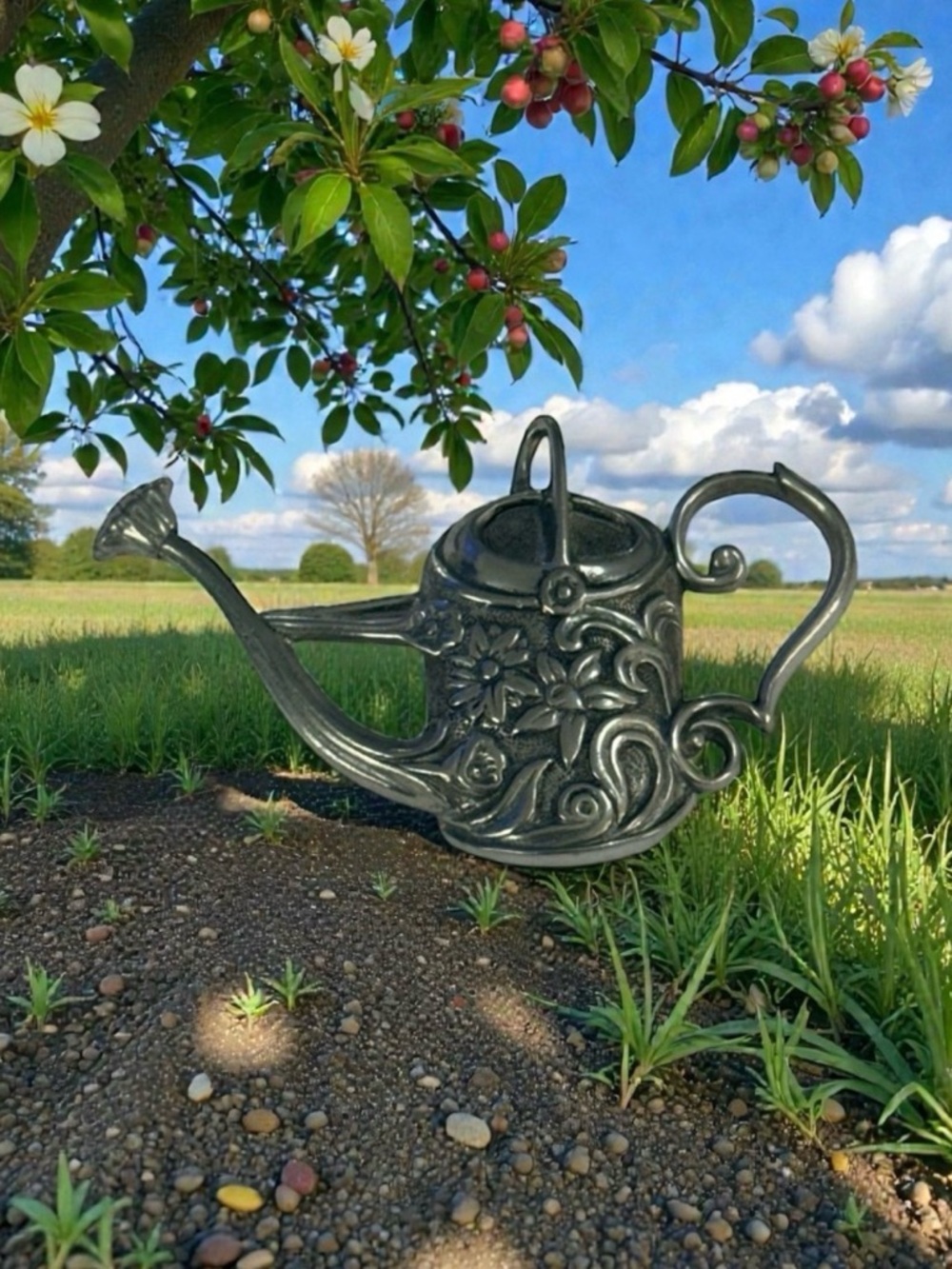 🫶🏻 Pewter Ornate Floral Metal Watering Can Pin